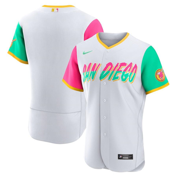 Men's San Diego Padres Blank 2022 White City Connect Flex Base Stitched Baseball Jersey
